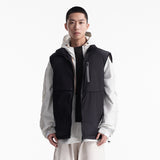 Unisex Winter Cotton Coat Zipper Pocket Decorative Stand Collar Cotton Vest