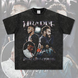 Mens Vintage Football T-Shirt Mbappe Printed Short Sleeve T-Shirt Summer Loose
