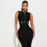 Women Dresses Summer Hollow Slim round Neck Sleeveless Dress
