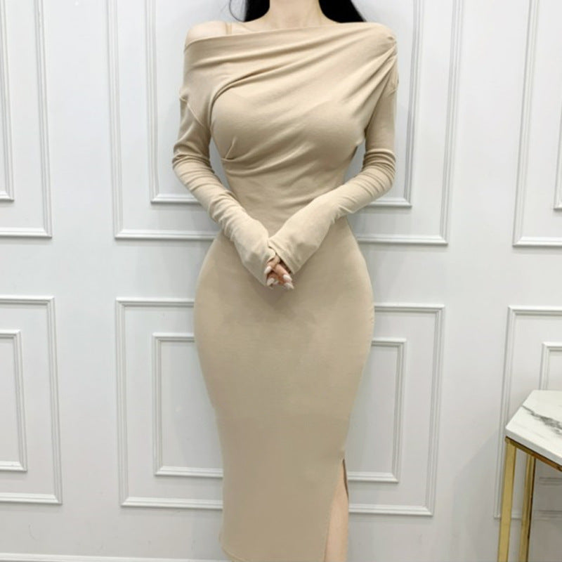 Women Dresses Long Sleeve Dress Spring Long Skirt Pleated