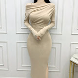 Women Dresses Long Sleeve Dress Spring Long Skirt Pleated