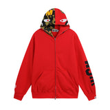 Bathing Ape Hoodie Autumn and Winter Shark Head Color Matching Cardigan Loose Sweater Jacket