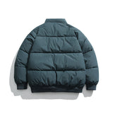 Unisex Winter Cotton Coat Color Letter Print Stand-up Collar Cotton-Padded Clothes Vintage Loose and Warm Cotton Jacket