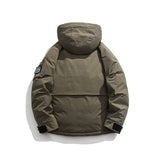 Unisex Winter Cotton Coat Three-Dimensional Pocket Hooded down Jacket Retro Workwear down Jacket