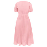 Women Date Dress Summer Puff Sleeve Dress V-neck Dress