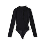 Women Sweater Knitwear Autumn Hollow-out Cross Pullover Long Sleeve round Neck Slim Knitted Jumpsuit