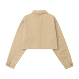 Women Jacket Multi-Pocket Workwear Jacket Loose Autumn Solid Color XINGX Coat