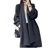 Women Knitted Cardigan V-neck Sweater Autumn and Winter Loose Cardigan Sweater Coat