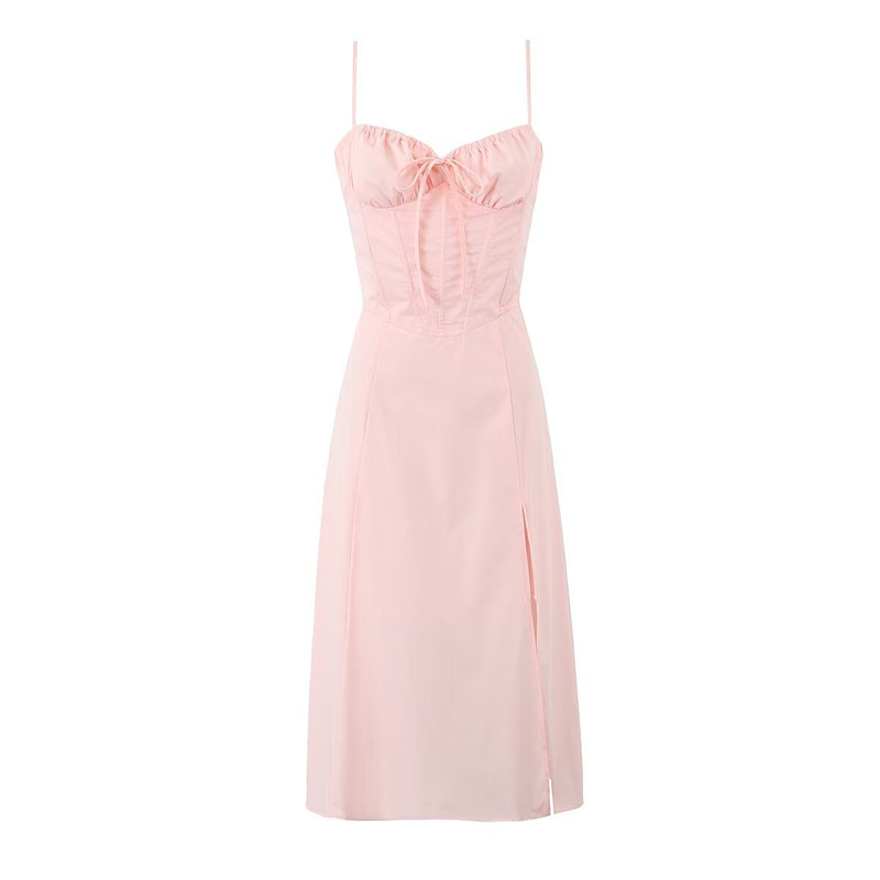 Women Dresses Summer Split Sling Dress Backless Dress (Xds0414)
