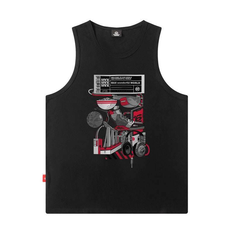 Men Vest Loose Summer Oversize Sports Sleeveless T-shirt Men
