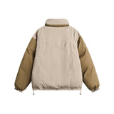 Unisex Coat Retro Contrast Color Thickened Cotton Padded Coat