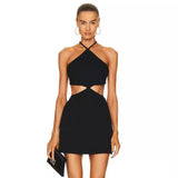 Women Dresses Bandage Dress Sexy Waist Hollow-out Black Dress Party Dress (Ont0408)