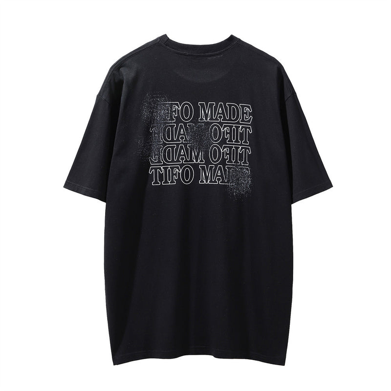 Men Vintage T-Shirt Printed Short-Sleeved T-shirt Men's Summer Loose