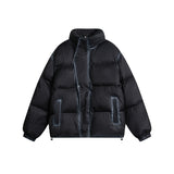 Unisex Winter Cotton Coat Winter Warm Stand-up Collar Cotton-Padded Clothes Vintage Distressed Loose Cotton Coat