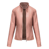 Red Leather Jacket Spring and Autumn Hooded Leather Coat Women's Detachable Hat Windproof Jacket