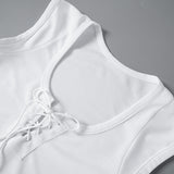 Women T-shirt Summer Square Collar Bare Midriff Slim Fit T-shirt Top