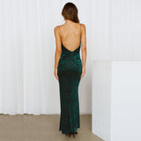 Women Dresses Sexy Backless Spaghetti Straps Dress Long Dress Dress (Zns0409)
