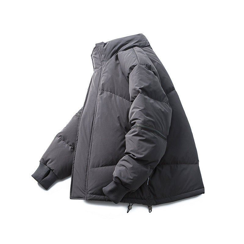 Unisex Winter Cotton Coat Stand-up Collar down Jacket Retro Loose down Jacket