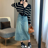 Women Knitwear Autumn Striped Sweater Loose Knitted Cardigan