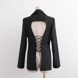 Women Suits Loose Solid Color Suit Backless Jacket