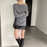 Women Winter Knitted Sweater Autumn and Winter Sweater Long-Sleeved Shirt 8t3110