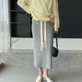 Women Knitted Skirt Split Skirt Autumn and Winter Sheath Dress