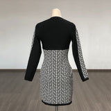 Women's Evening Dress Bandage Dress V-neck Zipper Dress