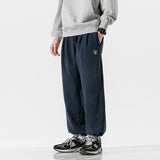 Men Pants Retro Drawstring Pocket Zipper Casual Polar Fleece Sweatpants