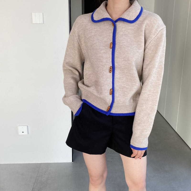Women Cardigan Sweater Winter Cardigan Lapel Loose Button Sweater X3057