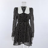 Women Dress V-neck Puff Sleeve Floral Dress Casual Short Skirt