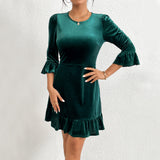 Women Dress Autumn and Winter round Neck Slim Fit Skirt