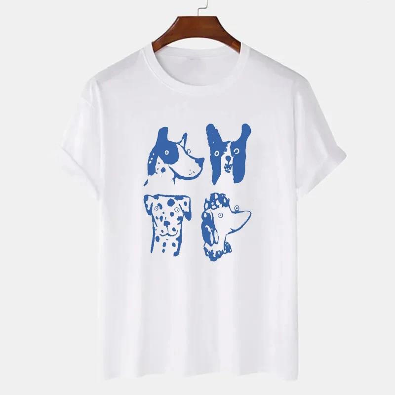 Funny Women Short Sleeve Loose Cotton Casual Tops Cartoon