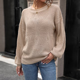 Women Knitted Sweater Fall Solid Color Pullover Sweater