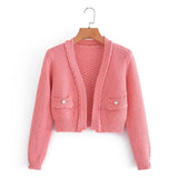 Women Sweater Knitwear Short Classic Style Knitted Cardigan