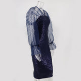 Women's Evening Gown Sexy Retro Mesh Long Sleeve Stitching Sequins Dress