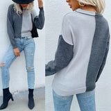 Women Knitted Sweater Autumn Crew Neck Sweater Loose Pullover Sweater