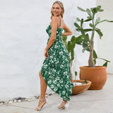 Women Date Dress Summer Sexy Suspender Dress Irregular Pattern Print Dress