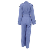 Women Trench Coat Spring/Summer Jumpsuit Waist-Tight Casual Long Sleeve Pants