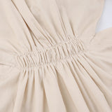 Women Dress Casual Hollow round Neck Puff Sleeve Dress