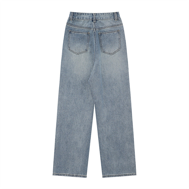 Women Pants Jeans Loose Straight-Leg Wide-Leg Pants