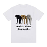 Funny My Last Three Brain Cells Cats Meme T Shirt Men's