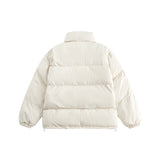 Unisex Winter Cotton Coat Waffle Stand-up Collar Cotton-Padded Clothes Retro Warm Labeling Decorative Cotton Coat