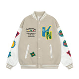 Men Jacket Coat Letter Baseball Jacket Men's Loose Stitching Long Sleeve Jacket Winter