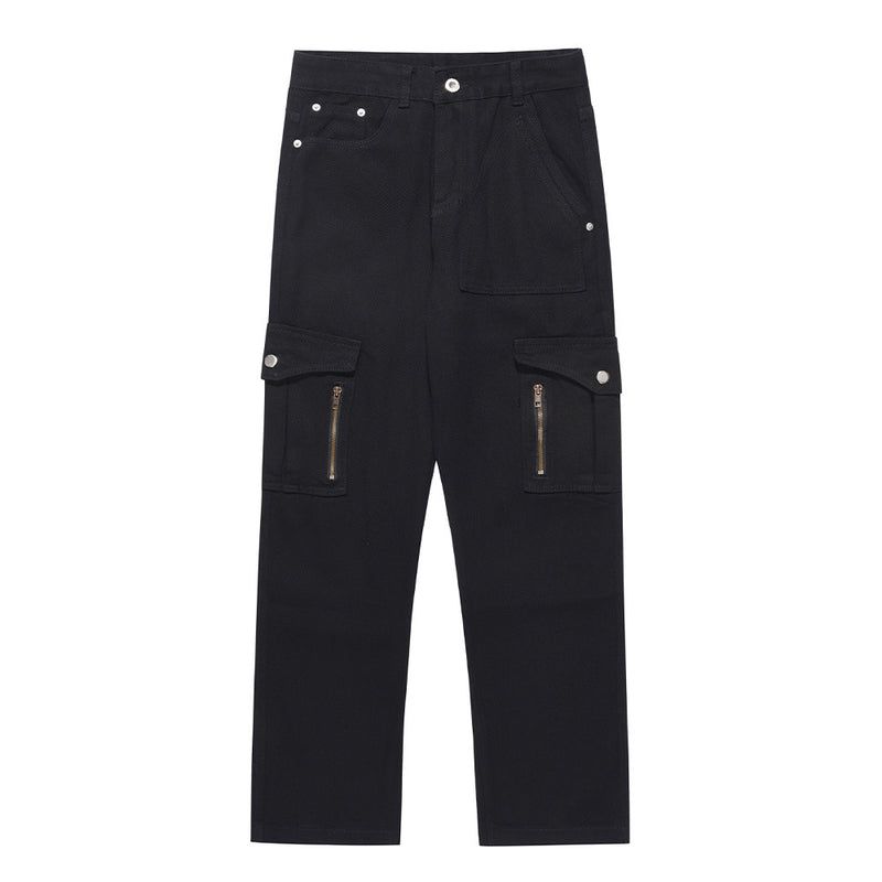 Men Sweatpants Casual Pants Men's Loose Pockets Zipper Overalls