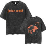 Rapper JUICE WRLD Graphic T-Shirt Men's Hip Hop Vintage Washed