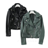 Women Leather Jacket Autumn Slim-Fitting Biker Jacket Pu Leather Women's Short Coat