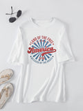 Loose Crew Neck Short Sleeve Land of the Free America 1776 Summer T-Shirt