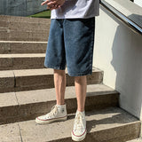 Men Jeans Retro Summer Denim Shorts Loose Straight Shorts