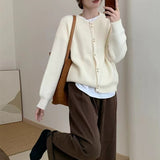 Women Knitwear Autumn and Winter round Neck Sweater Female Loose Knitted Cardigan