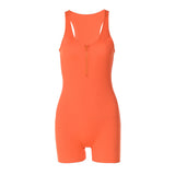 Women Jumpsuit Summer Slim-Fit Zipper Sleeveless Jumpsuit